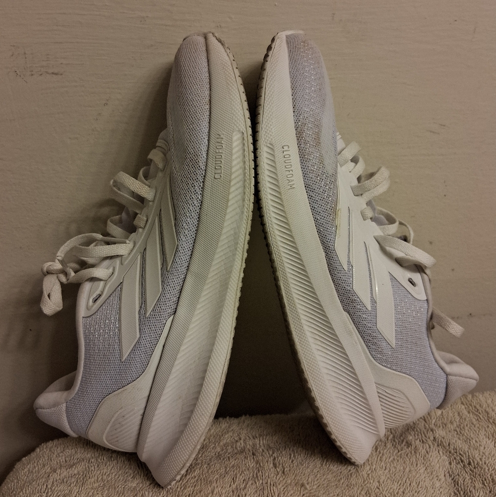 Womens White Adidas Ortholite Athletic Sneakers Cloudfoam Clean Size 5.5